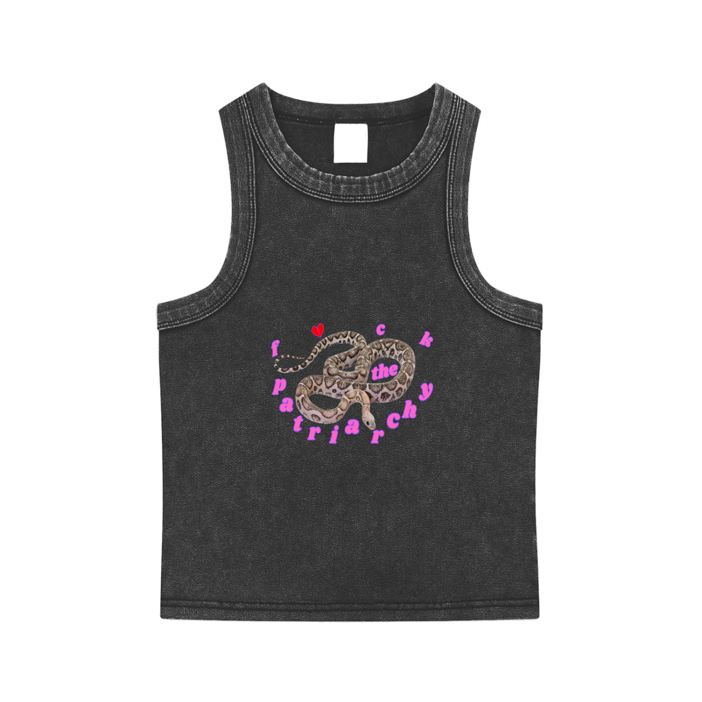 'F-CK THE PAT 🐍' ACID WASH CROP TANK (fem sizing)
