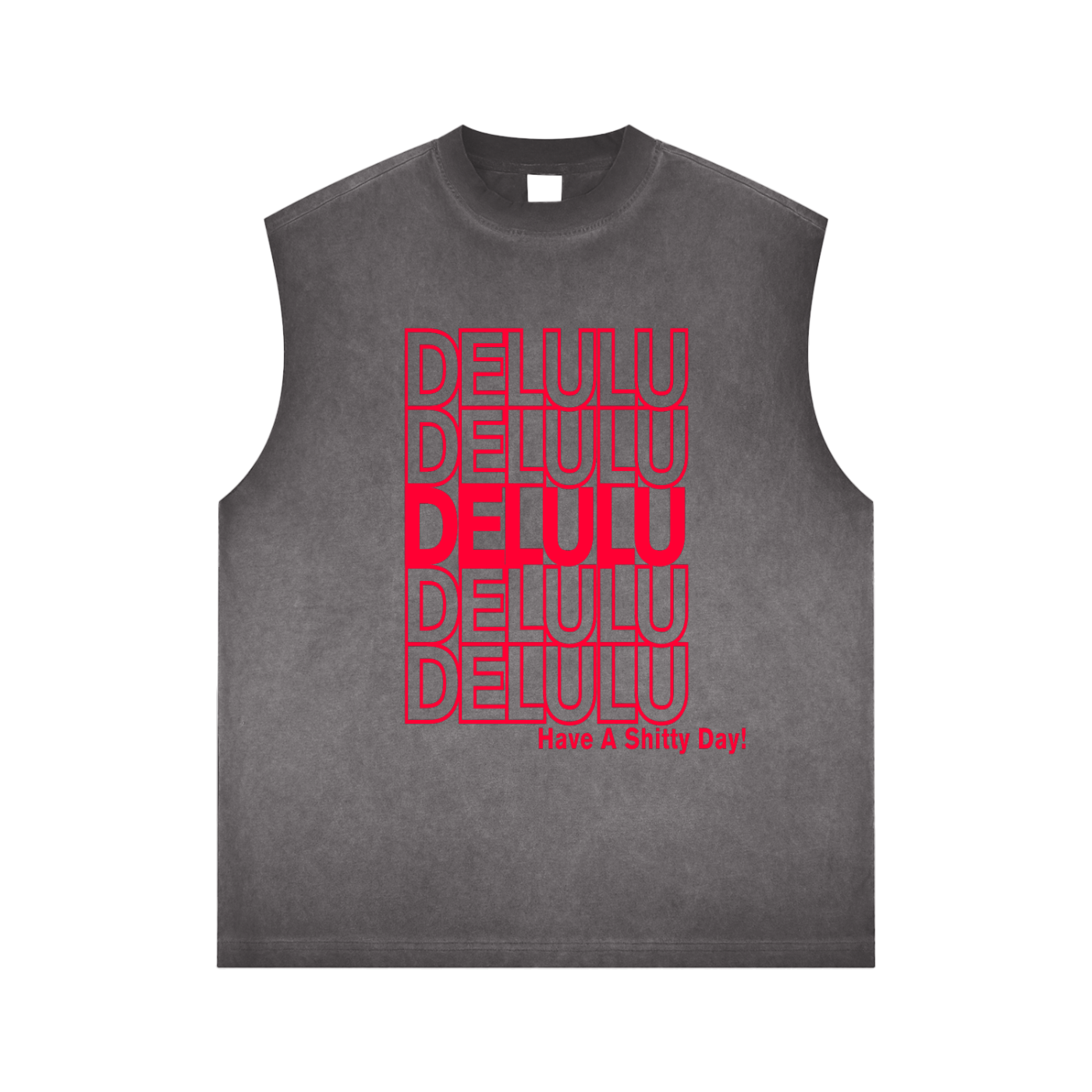 'DELULU' GRAY BOXY MUSCLE TANK (masc sizing)