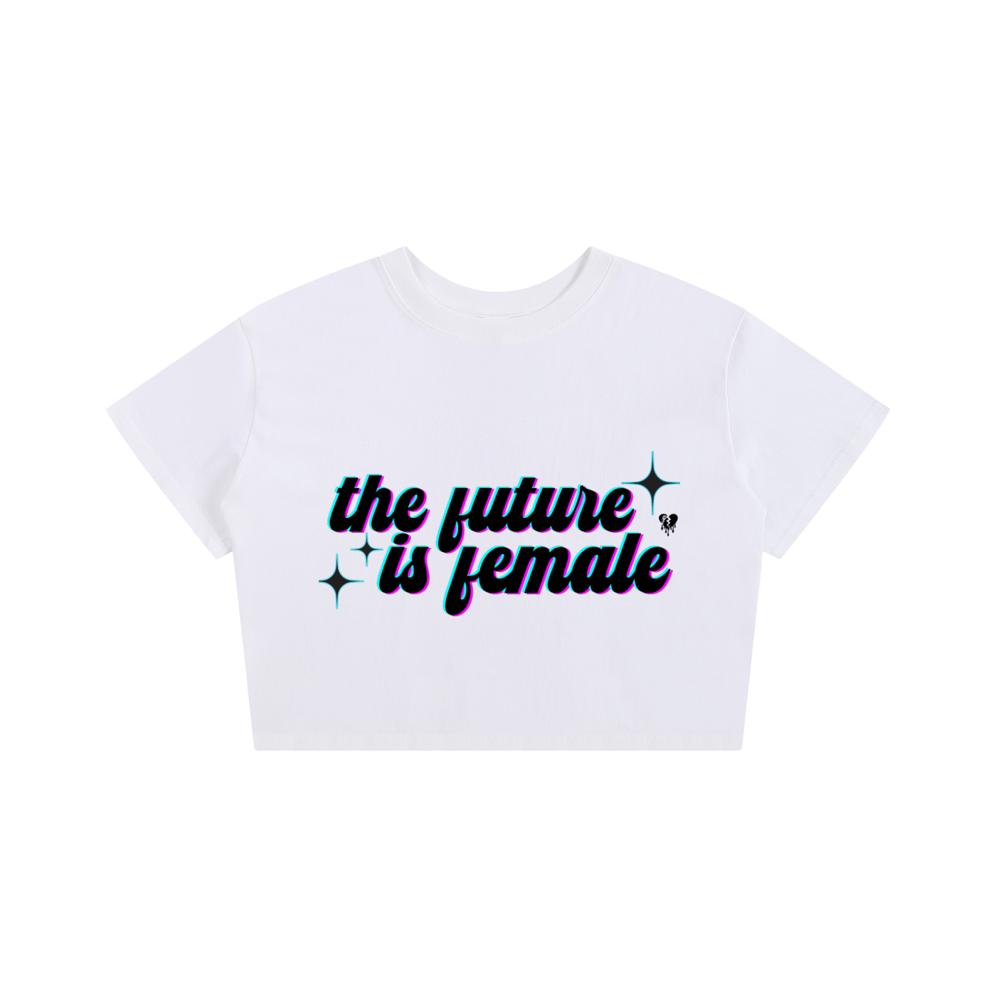 'THE FUTURE IS FEMALE' WHITE LOOSE CROP TEE (fem sizing)
