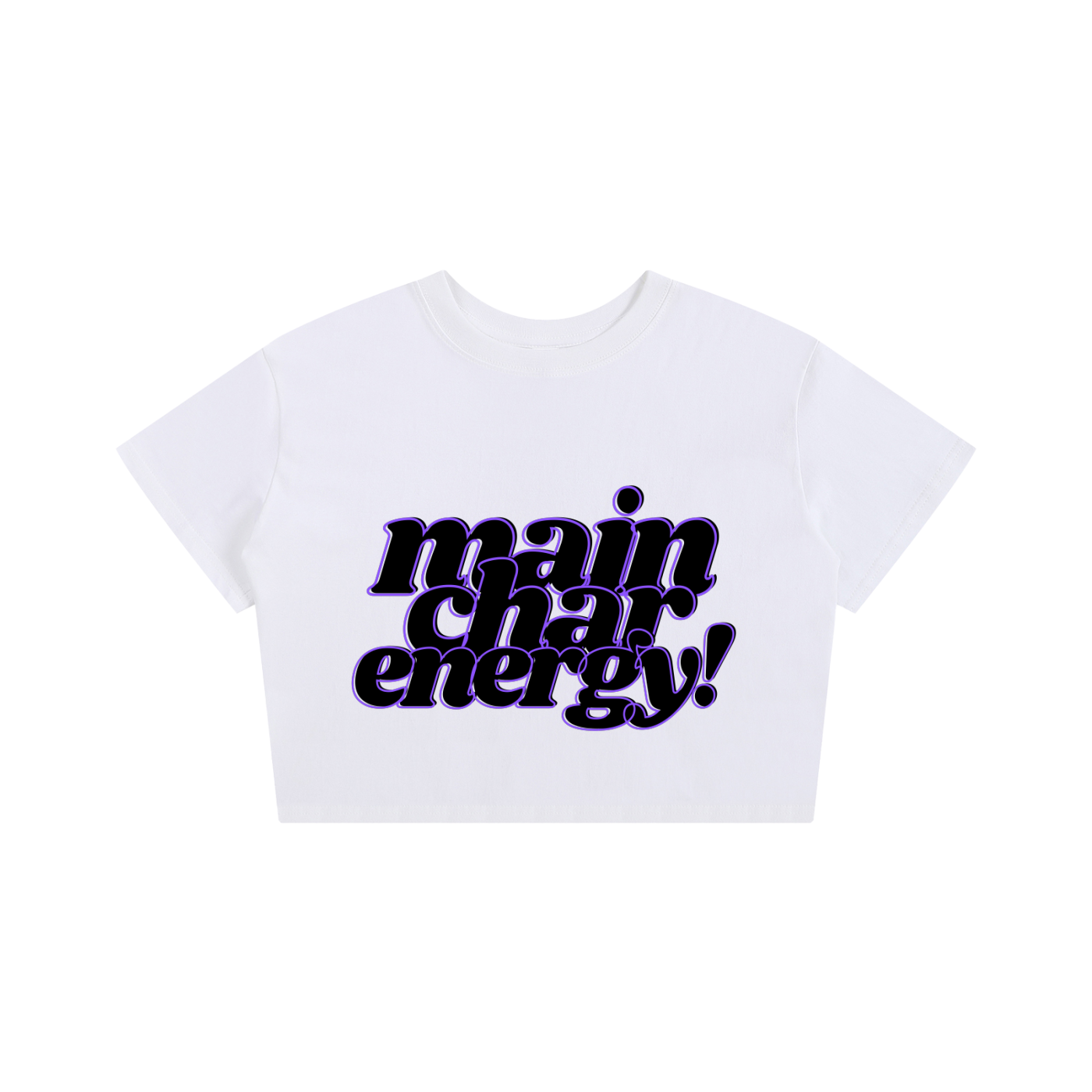 'MAIN CHAR ENERGY' WHITE LOOSE CROP TEE (fem sizing)