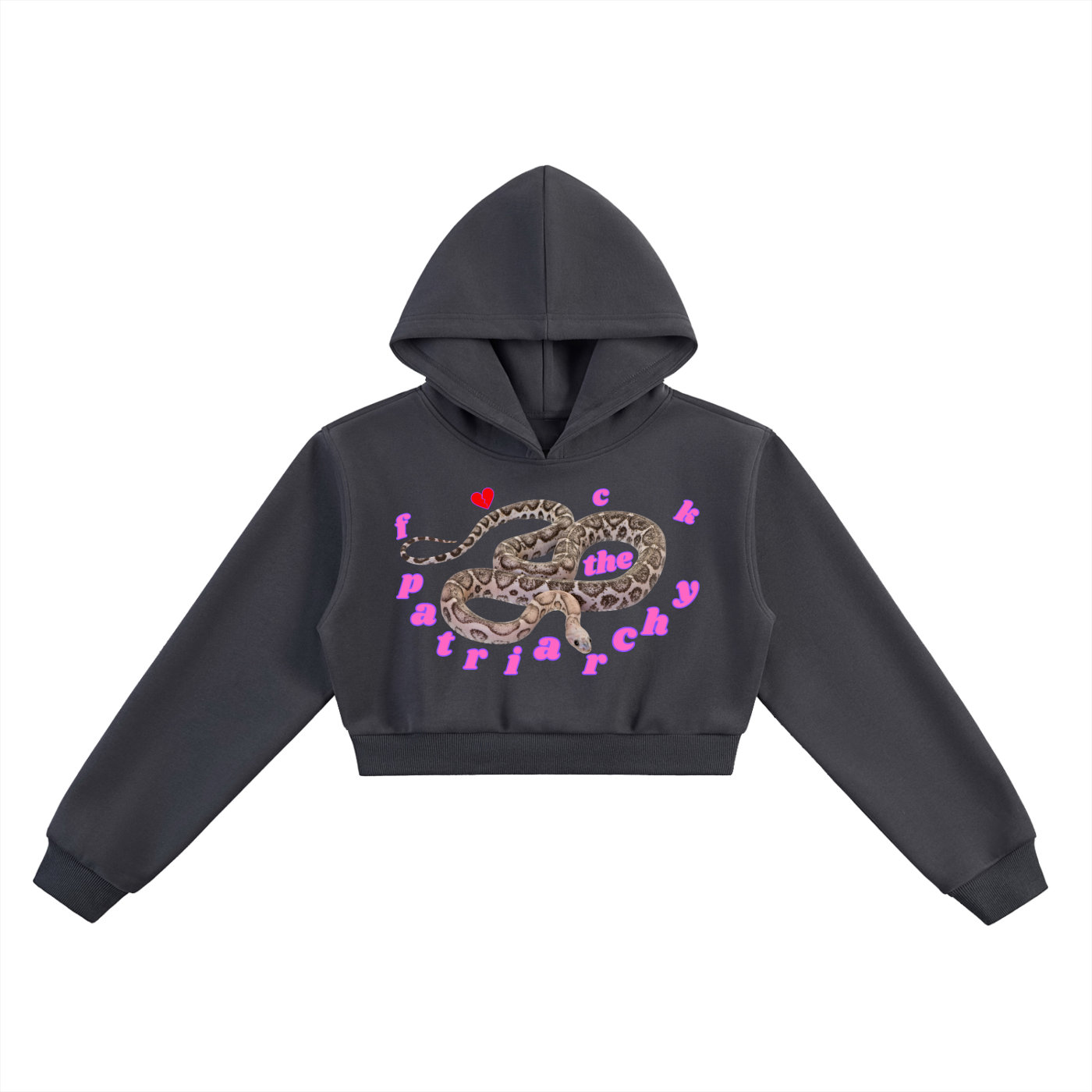 'FTP ππ' ESSENTIAL CHARCOAL CROPPED HOODIE (fem sizing)