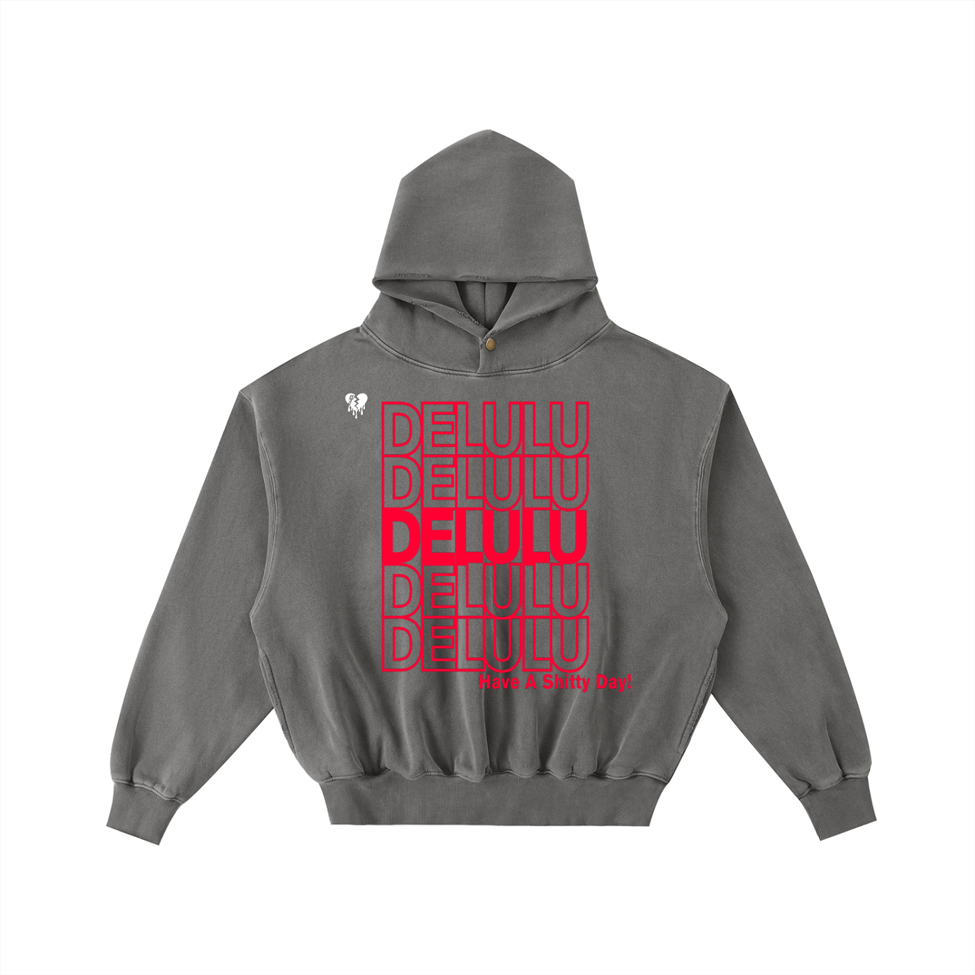 'DELULU π' FRAYED HOODIE (masc sizing)