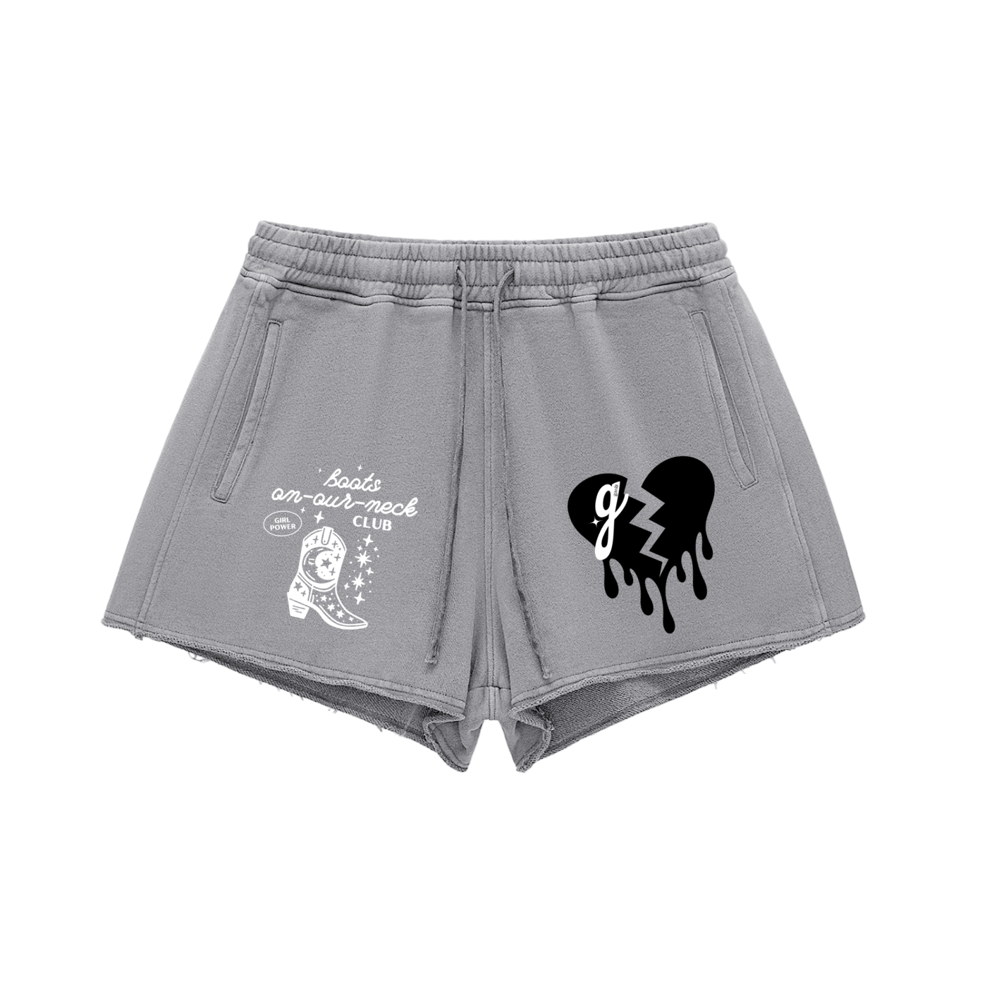 '👢ON OUR NECK CLUB' ACID WASH CUTOFF SWEAT SHORTS (fem sizing)