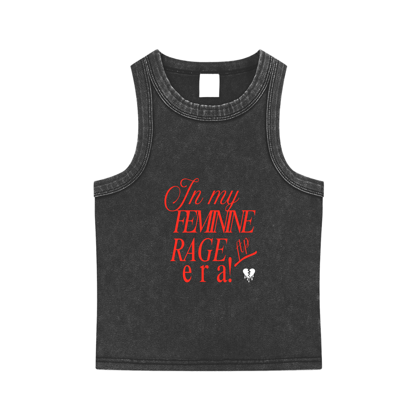 'FEMININE RAGE ERA' ACID WASH CROP TANK (fem sizing)