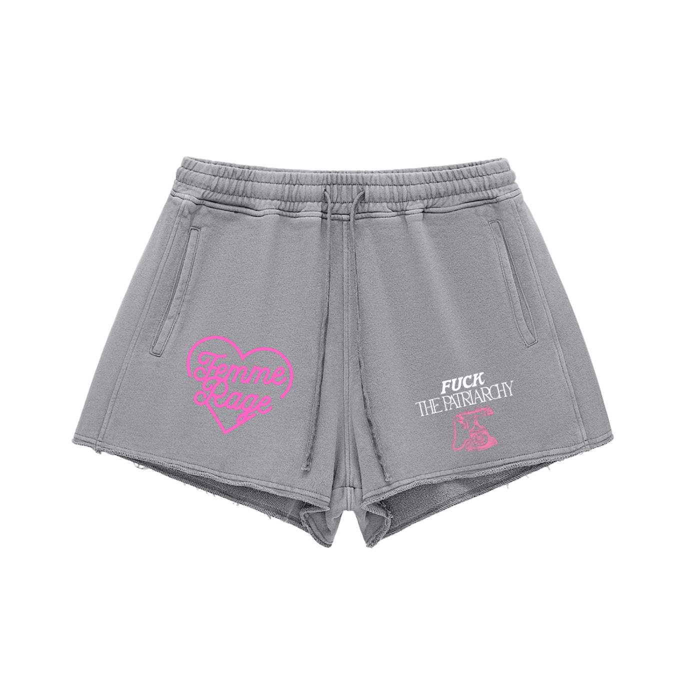 'FEMME RAGE 💗' ACID WASH CUTOFF SWEAT SHORTS (fem sizing)