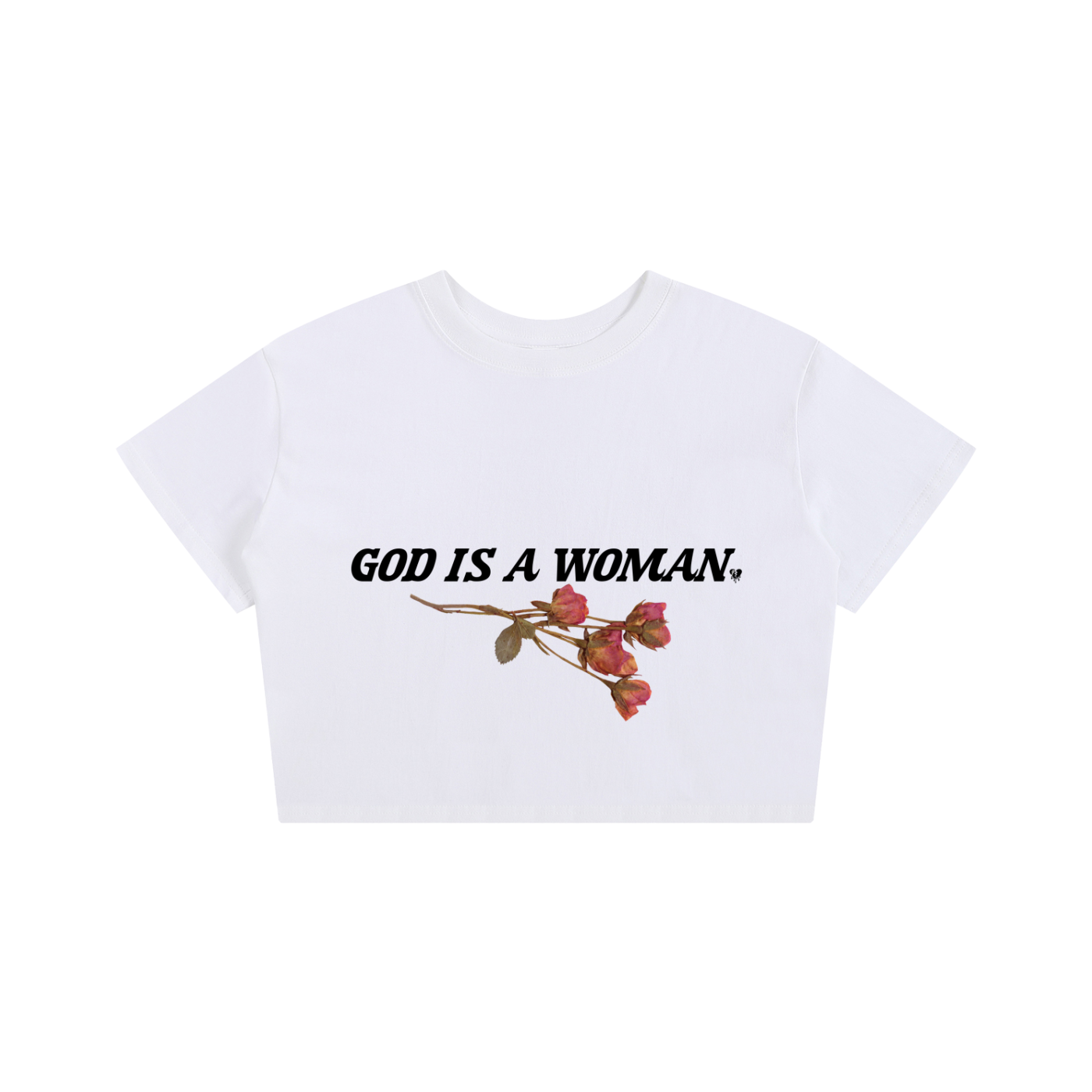 'GOD IS A WOMAN 🥀' LOOSE CROP TEE (fem sizing)