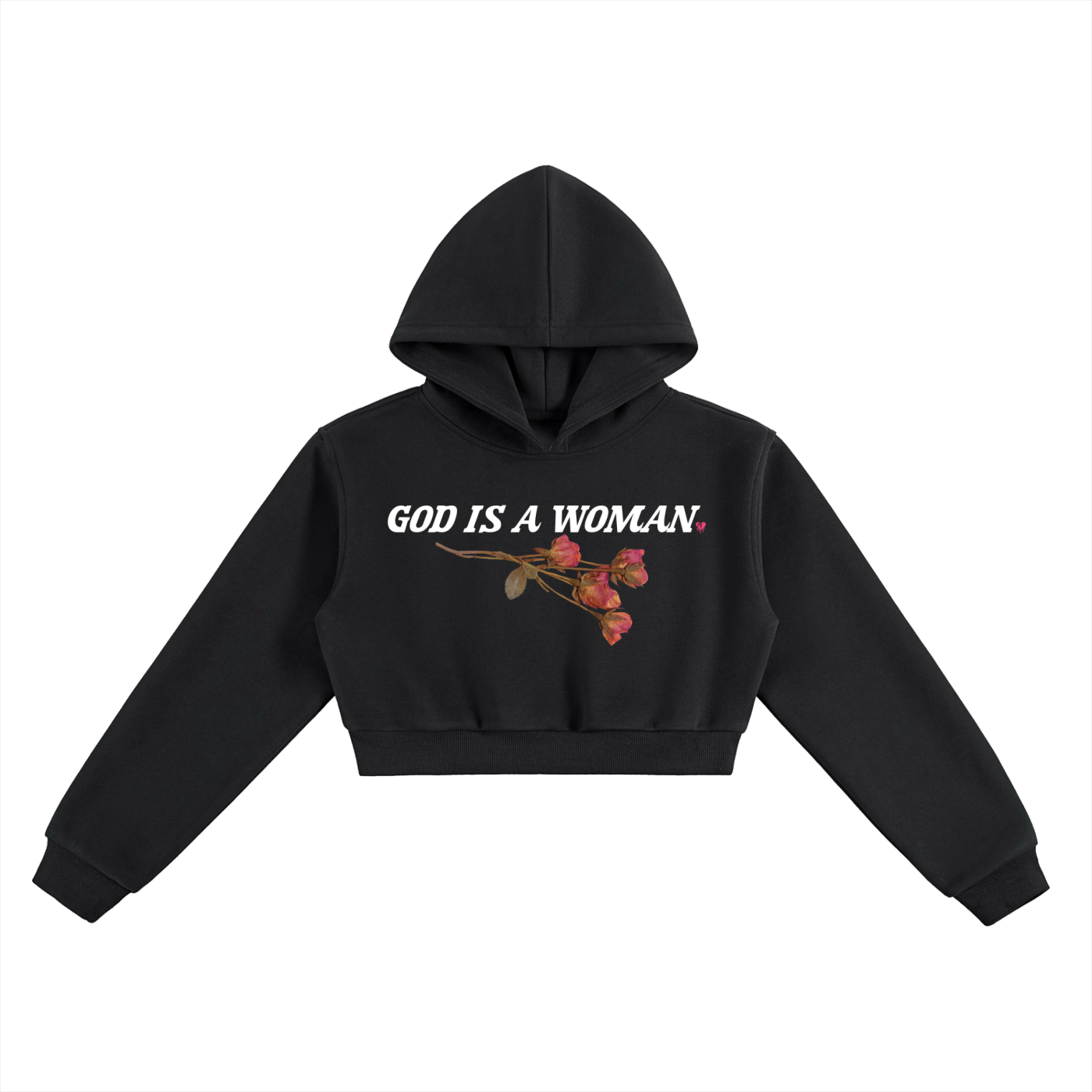 'GOD IS A WOMAN 🥀' CROPPED HOODIE (fem sizing)