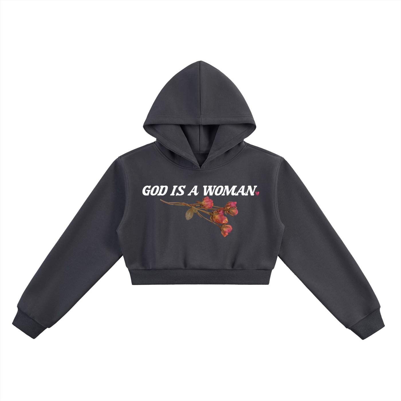 'GOD IS A WOMAN 🥀' CROPPED HOODIE (fem sizing)