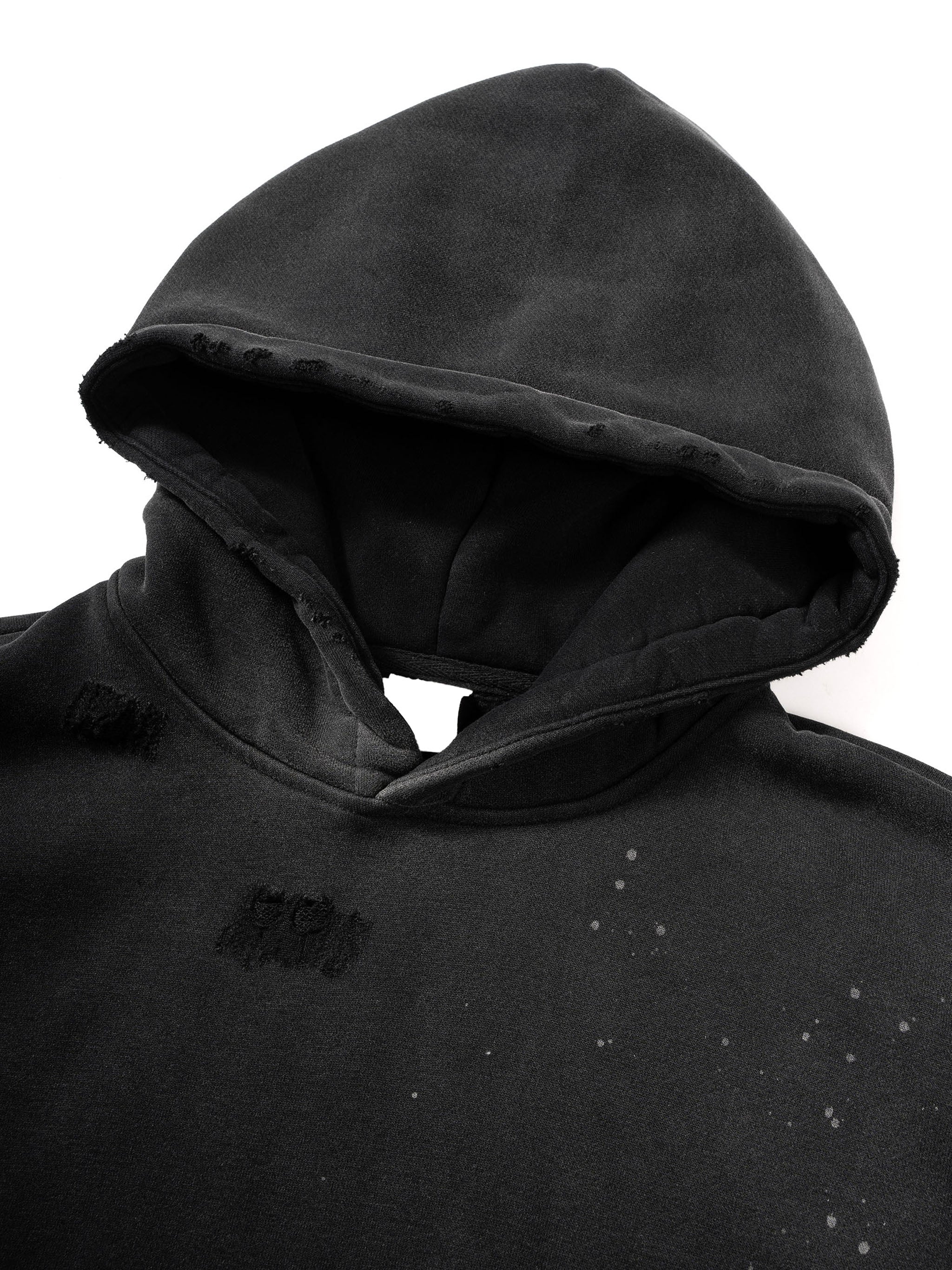 'G π' UNISEX VINTAGE WASH FRAYED HOODIE (masc sizing)