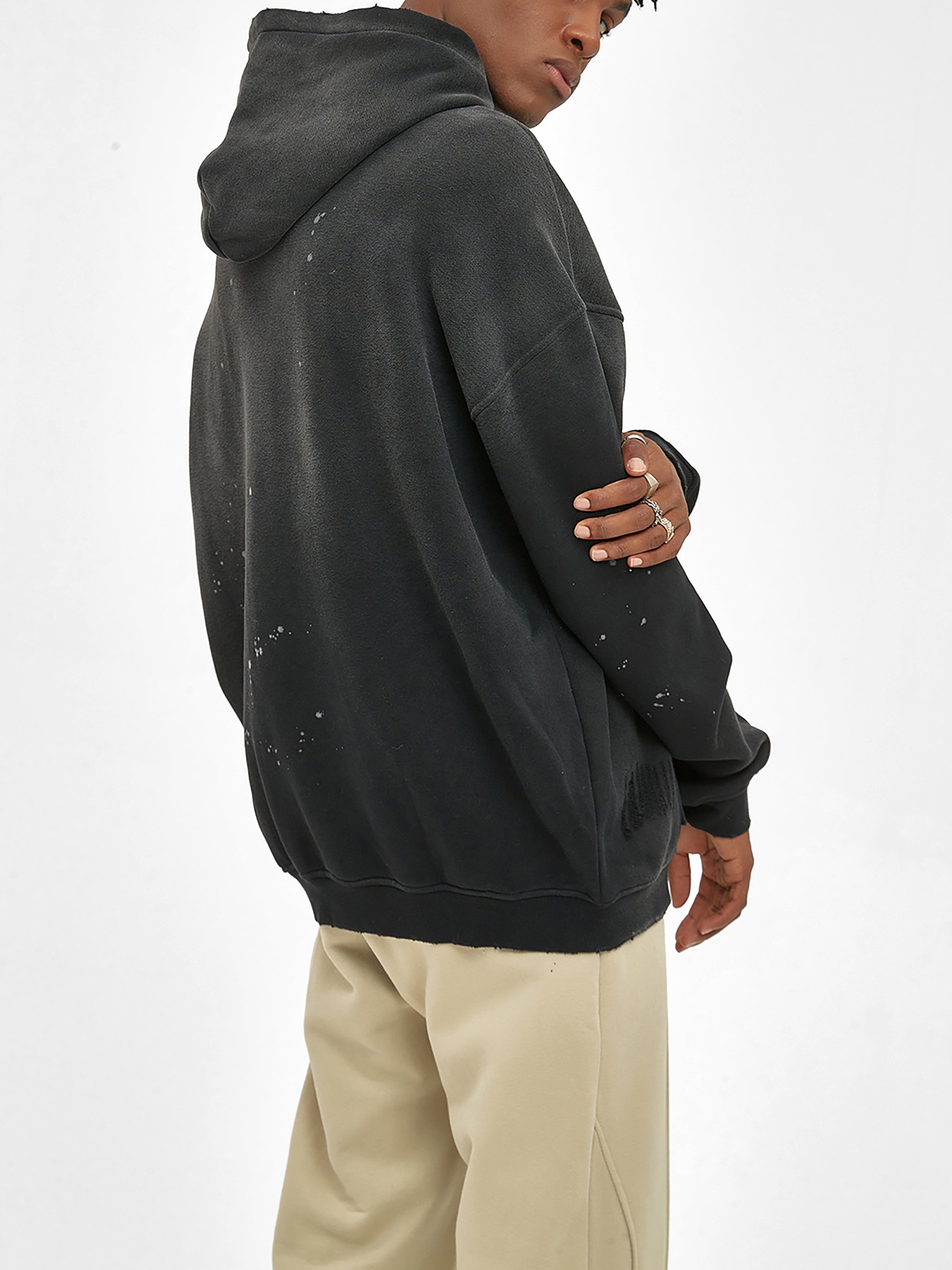 'G π' UNISEX VINTAGE WASH FRAYED HOODIE (masc sizing)