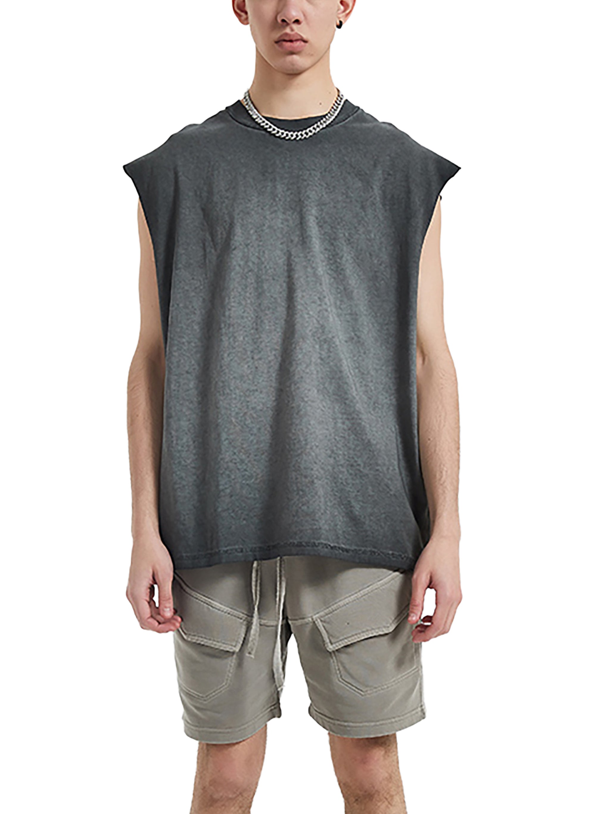 'DELULU' GRAY BOXY MUSCLE TANK (masc sizing)