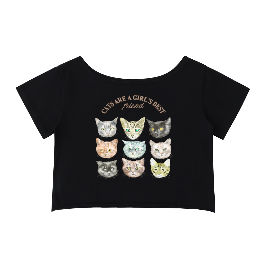 😽'KITTY LOVE' OFF THE SHOULDER CROP TOP (fem sizing)