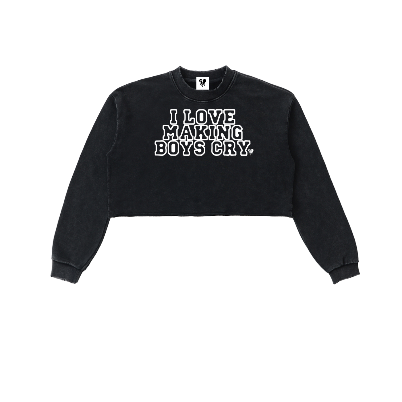 I 🖤  'MAKING BOYS CRY' RAW EDGE CROP SWEATER (fem sizing)