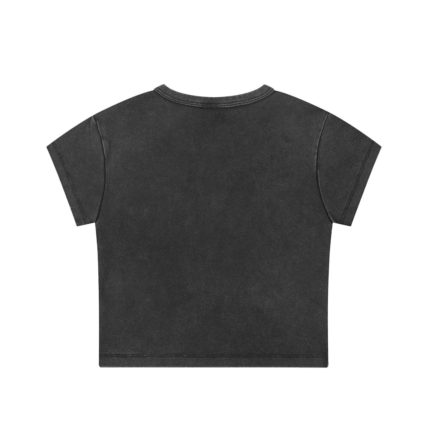BLACK 'DELULU' BABY CROP TEE (fem sizing)
