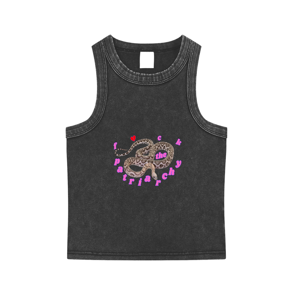'F-CK THE PAT 🐍' ACID WASH CROP TANK (fem sizing)