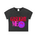 'GASLIGHT ME😊' BLACK ACID WASH BABY CROP TEE (fem sizing)