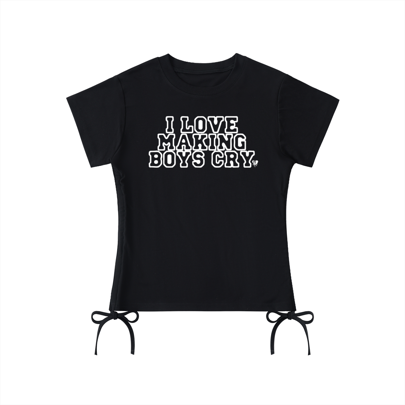 i 🖤 'MAKING BOYS CRY' CINCHED TIE UP TEE (fem sizing)