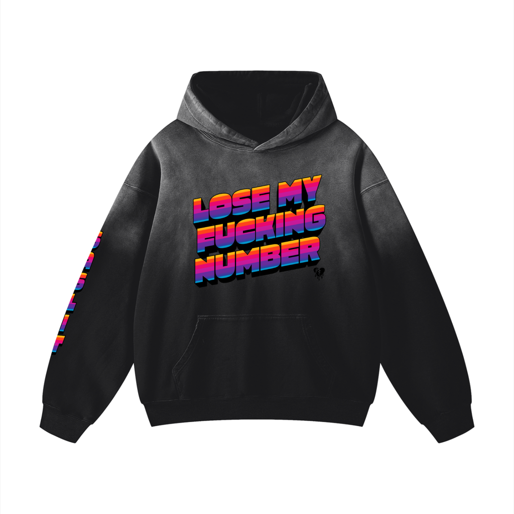 ⚰️'LOSE MY NUMBER'⚰️  OVERSIZED FADED HOODIE (masc sizing)