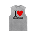 'I ♥️ FEMINISTS' ACID WASH CUTOFF TANK (masc sizing)