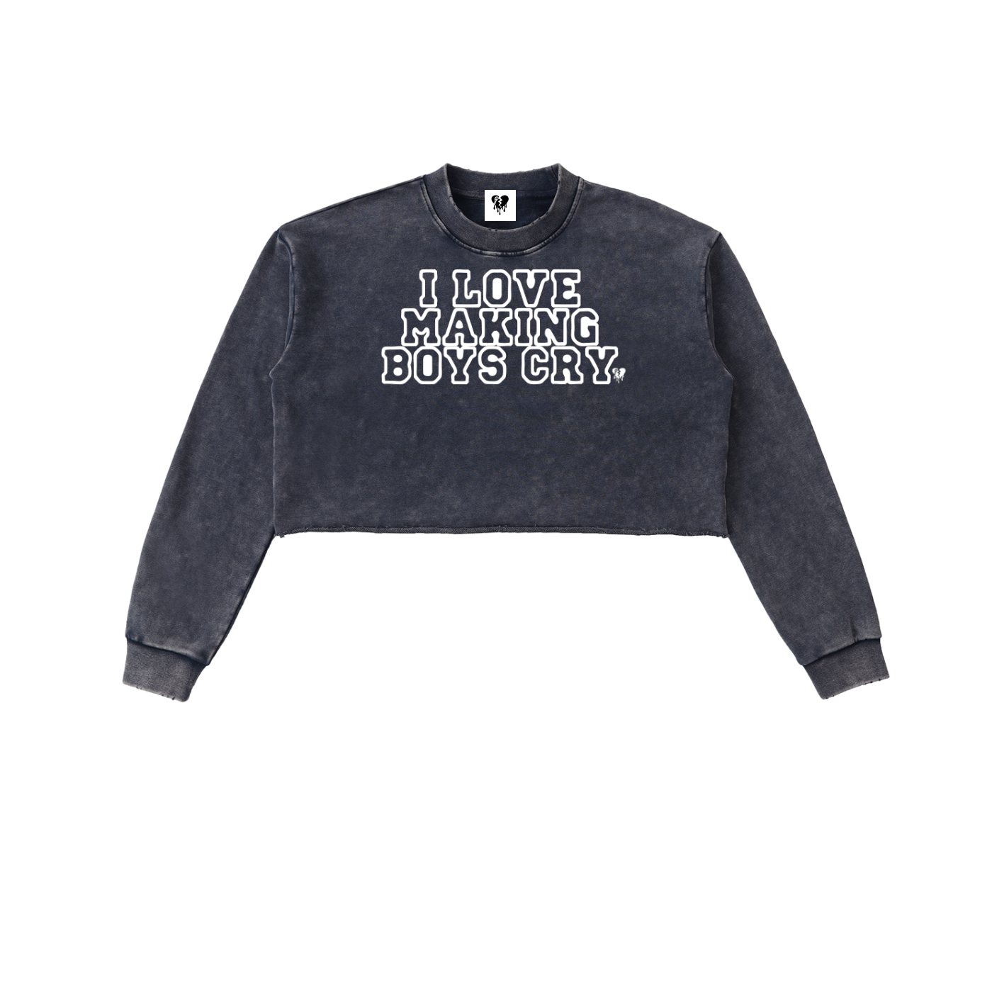 I 🖤  'MAKING BOYS CRY' RAW EDGE CROP SWEATER (fem sizing)