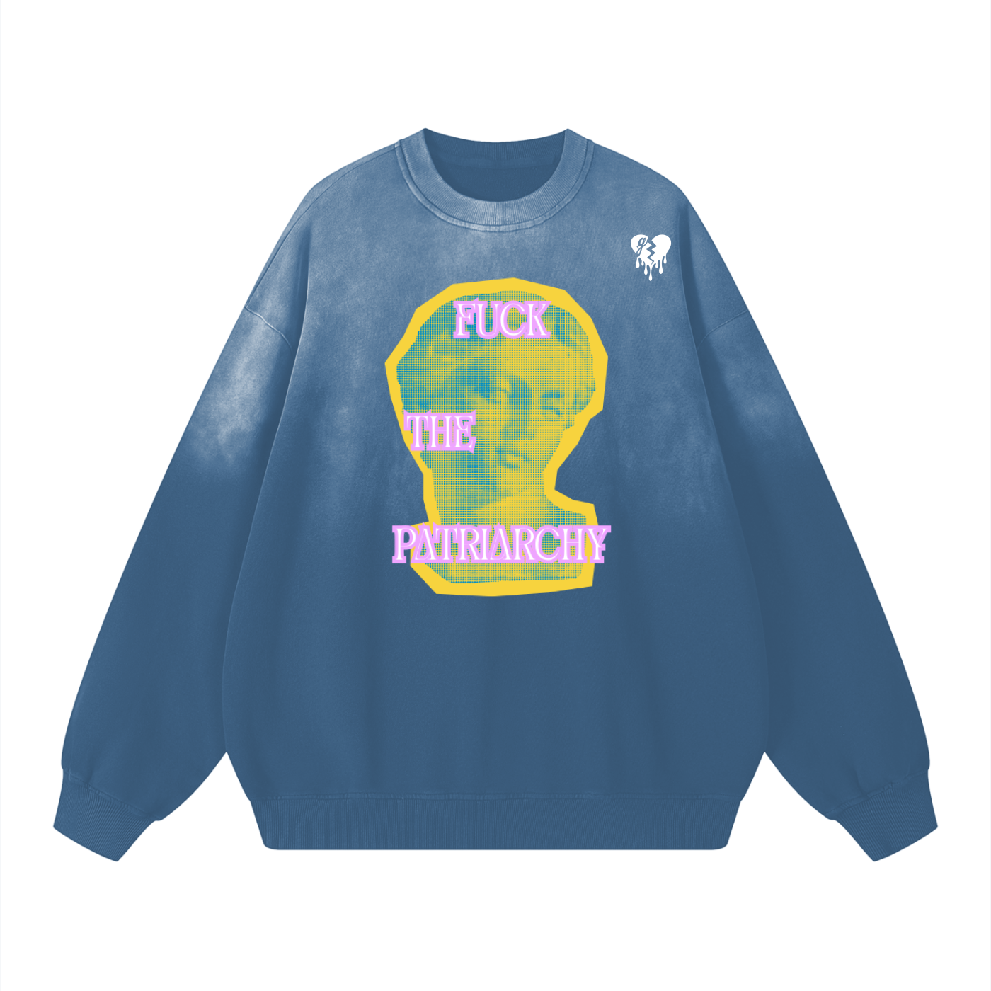 'F-CK THE PAT ✂️' FADED CREWNECK SWEATER (masc sizing)