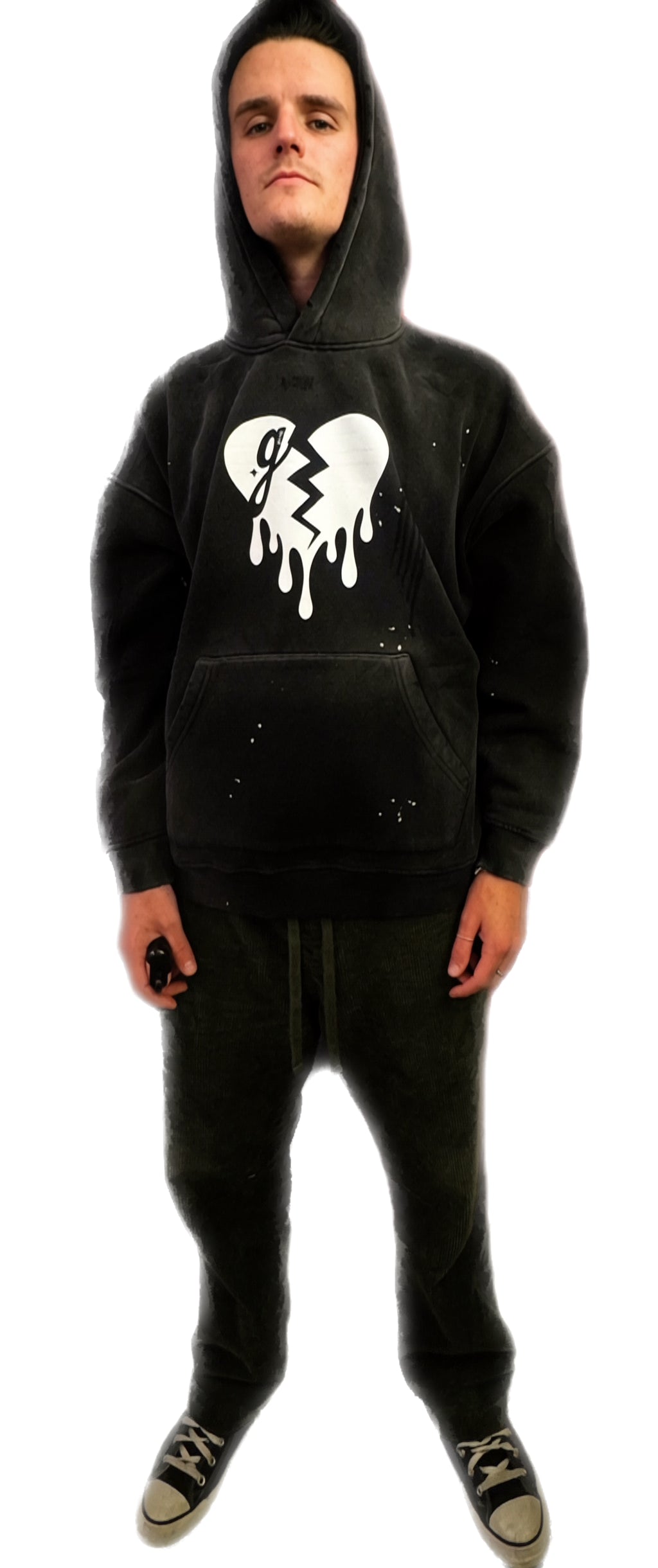 'G 💔' UNISEX VINTAGE WASH FRAYED HOODIE (masc sizing)
