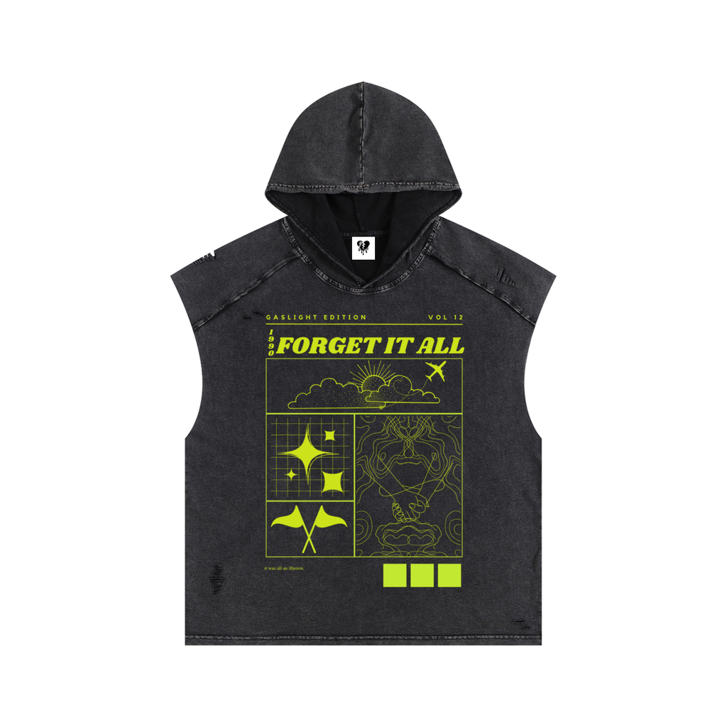 🧪'FORGET IT ALL'🧪 CUTOFF HOODED TANK (masc sizing)