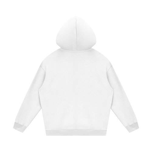 'DELULU' WHITE FLEECE HOODIE (masc sizing)
