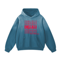 'DELULU' OVERSIZED TEAL FADED HOODIE (masc sizing)
