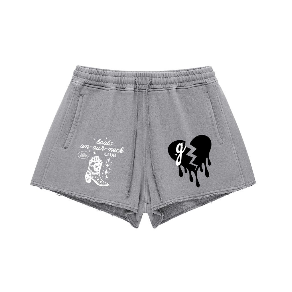 '👢ON OUR NECK CLUB' ACID WASH CUTOFF SWEAT SHORTS (fem sizing)