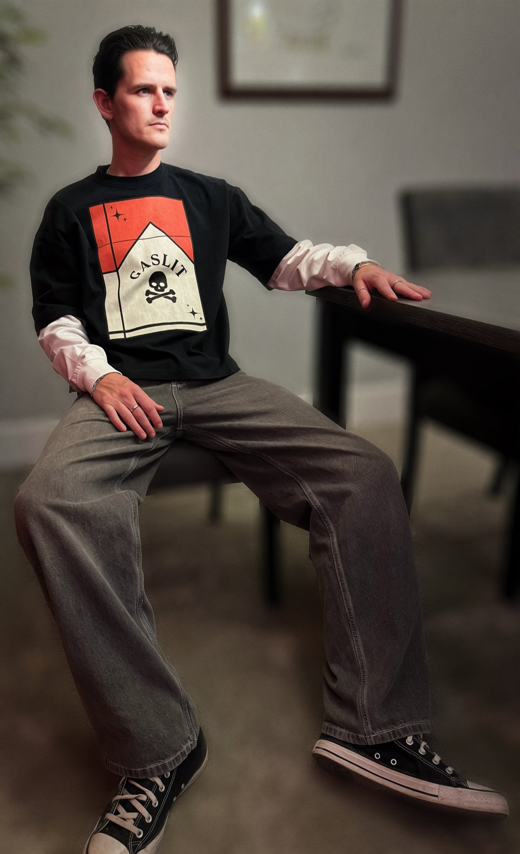 🧨 'SMOKES KILL' LAYERED CONTRAST COTTON TEE (masc sizing)