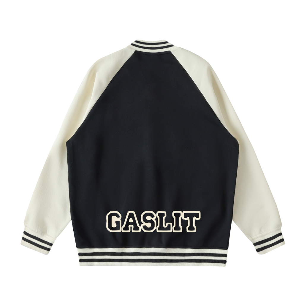 'GASLIT 💔' UNISEX VARSITY JACKET (masc sizing)