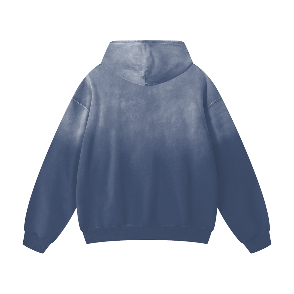 'GASLIGHT ME😊' OVERSIZED BLUE FADED HOODIE (masc sizing)