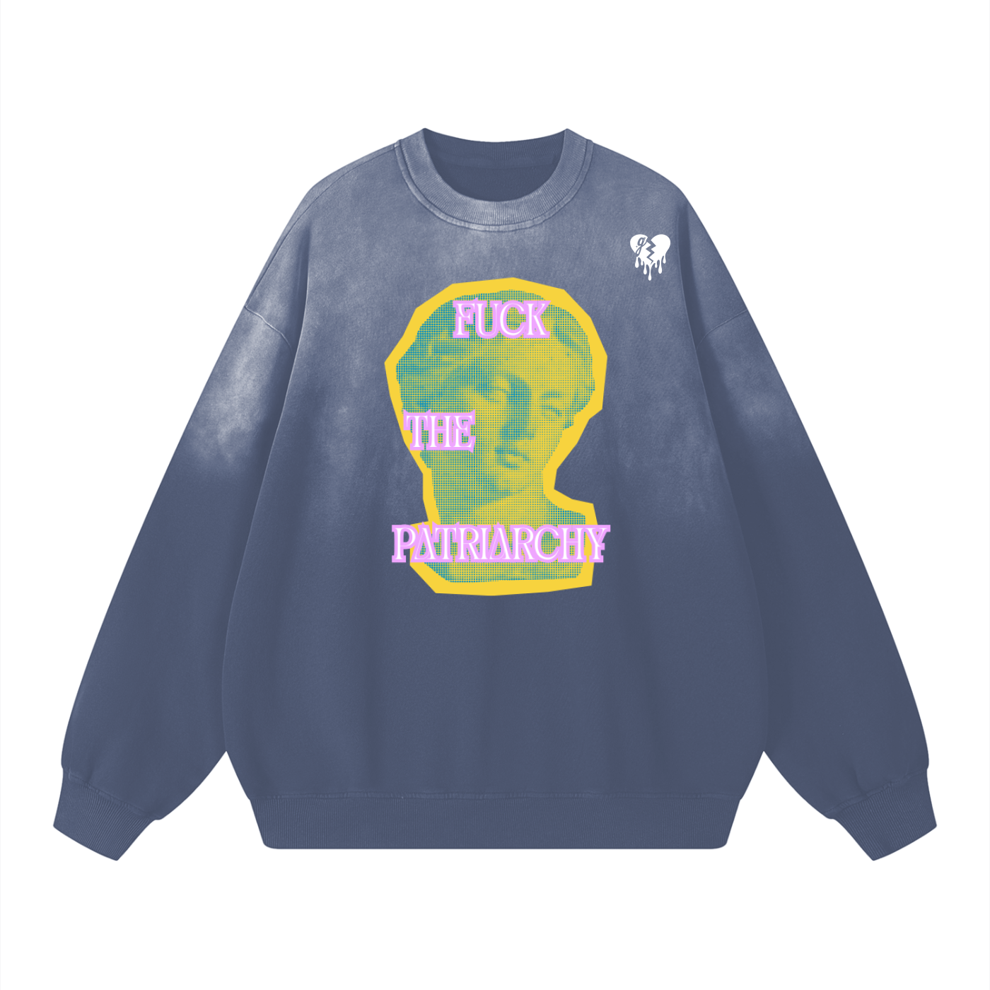'F-CK THE PAT ✂️' FADED CREWNECK SWEATER (masc sizing)