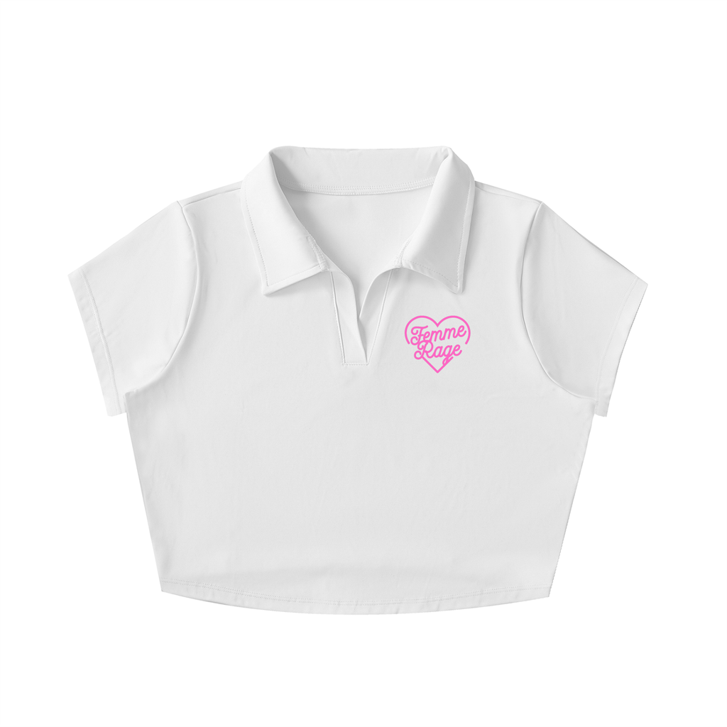 'FEMME RAGE 💗' TIGHT POLO CROP TOP (fem sizing)