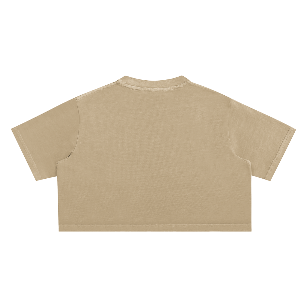 'GASLIGHT ME😊' LOOSE CROP TEE (BEIGE - fem sizing)