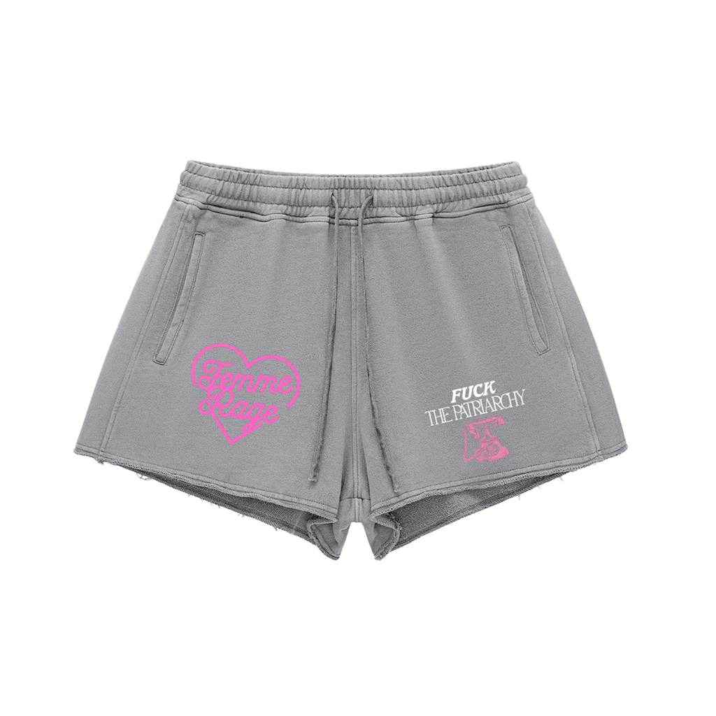 'FEMME RAGE 💗' ACID WASH CUTOFF SWEAT SHORTS (fem sizing)