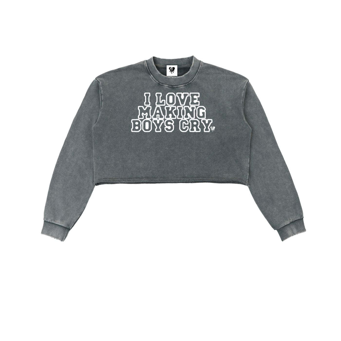 I 🖤  'MAKING BOYS CRY' RAW EDGE CROP SWEATER (fem sizing)