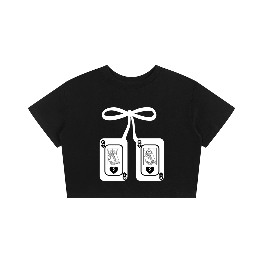 'QUEEN OF 💔' LOOSE CROP TEE (fem sizing)
