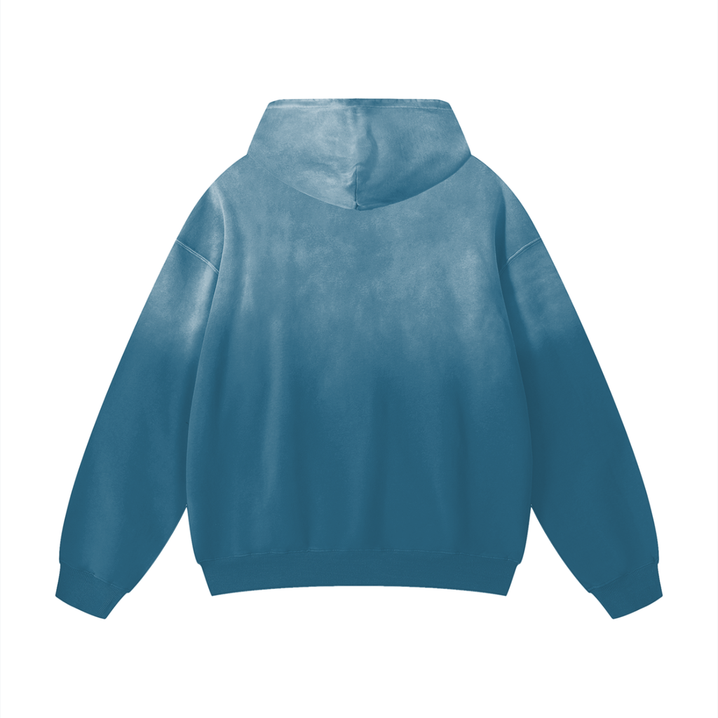 'DELULU' OVERSIZED TEAL FADED HOODIE (masc sizing)