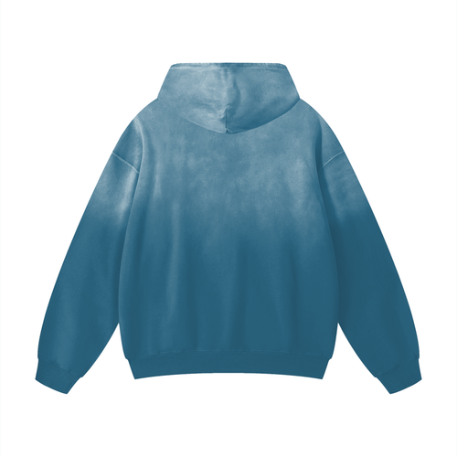 'DELULU' OVERSIZED TEAL FADED HOODIE (masc sizing)