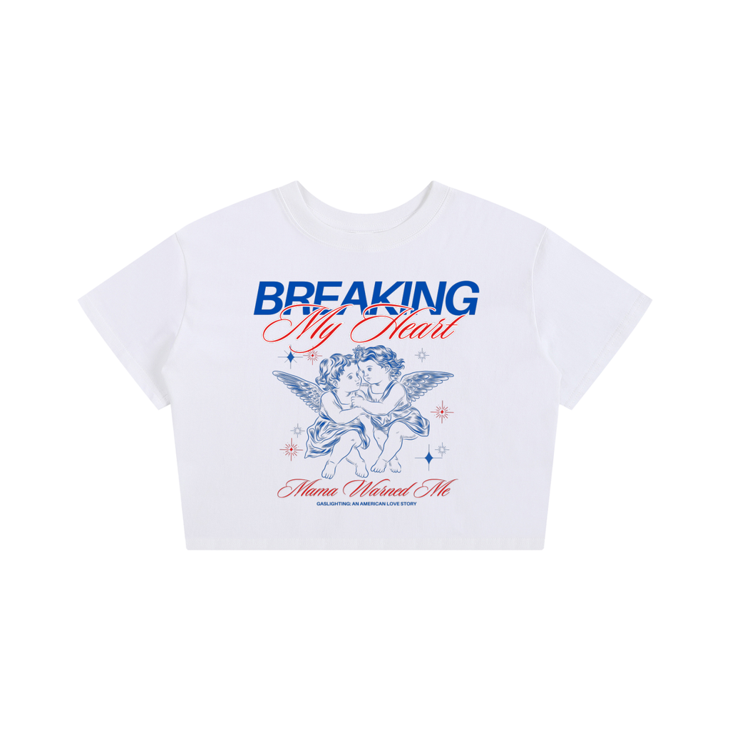 'BREAKING MY HEART 😇' LOOSE CROP TEE (fem sizing)