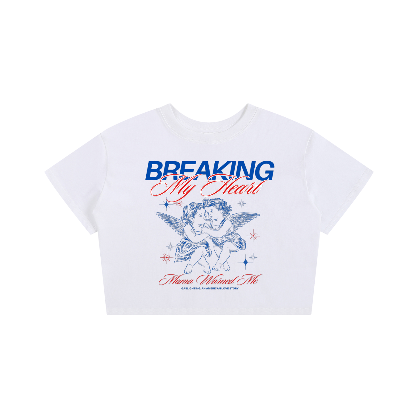 'BREAKING MY HEART 😇' LOOSE CROP TEE (fem sizing)