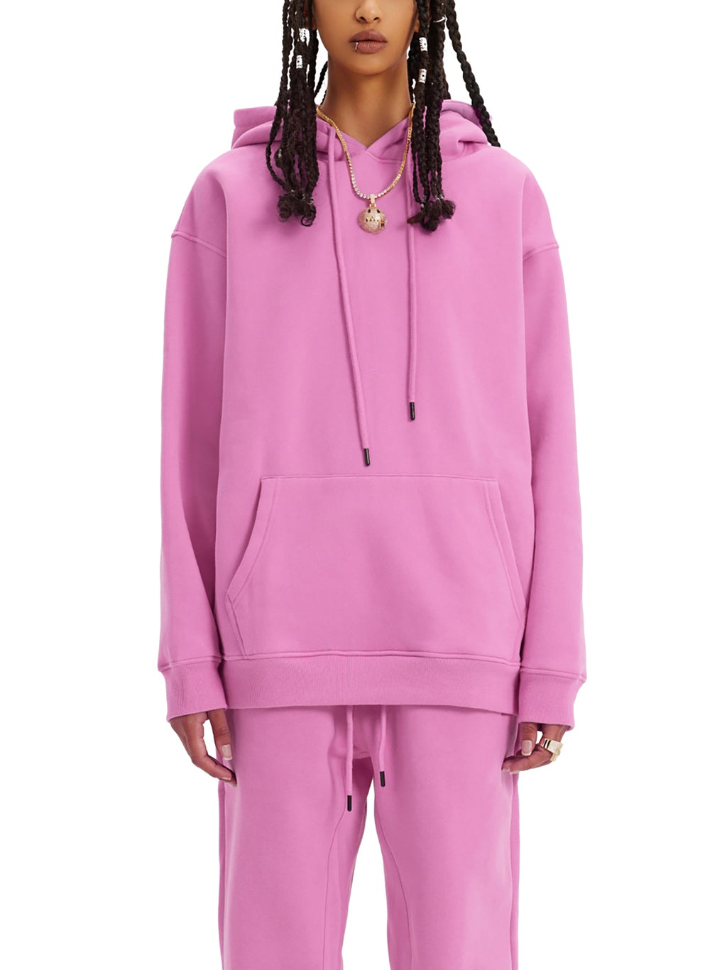 'DELULU' WHITE FLEECE HOODIE (masc sizing)
