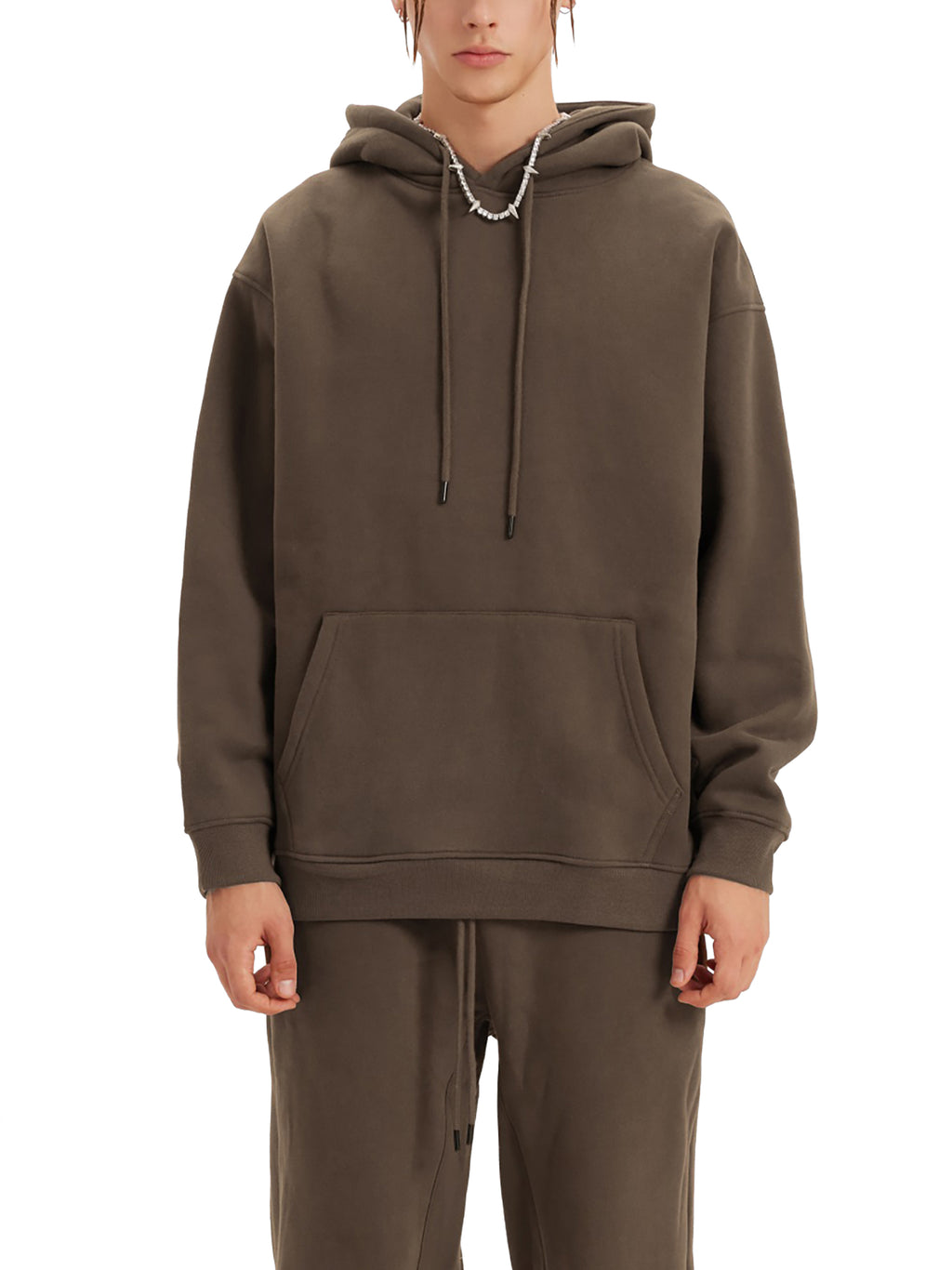'DELULU' WHITE FLEECE HOODIE (masc sizing)