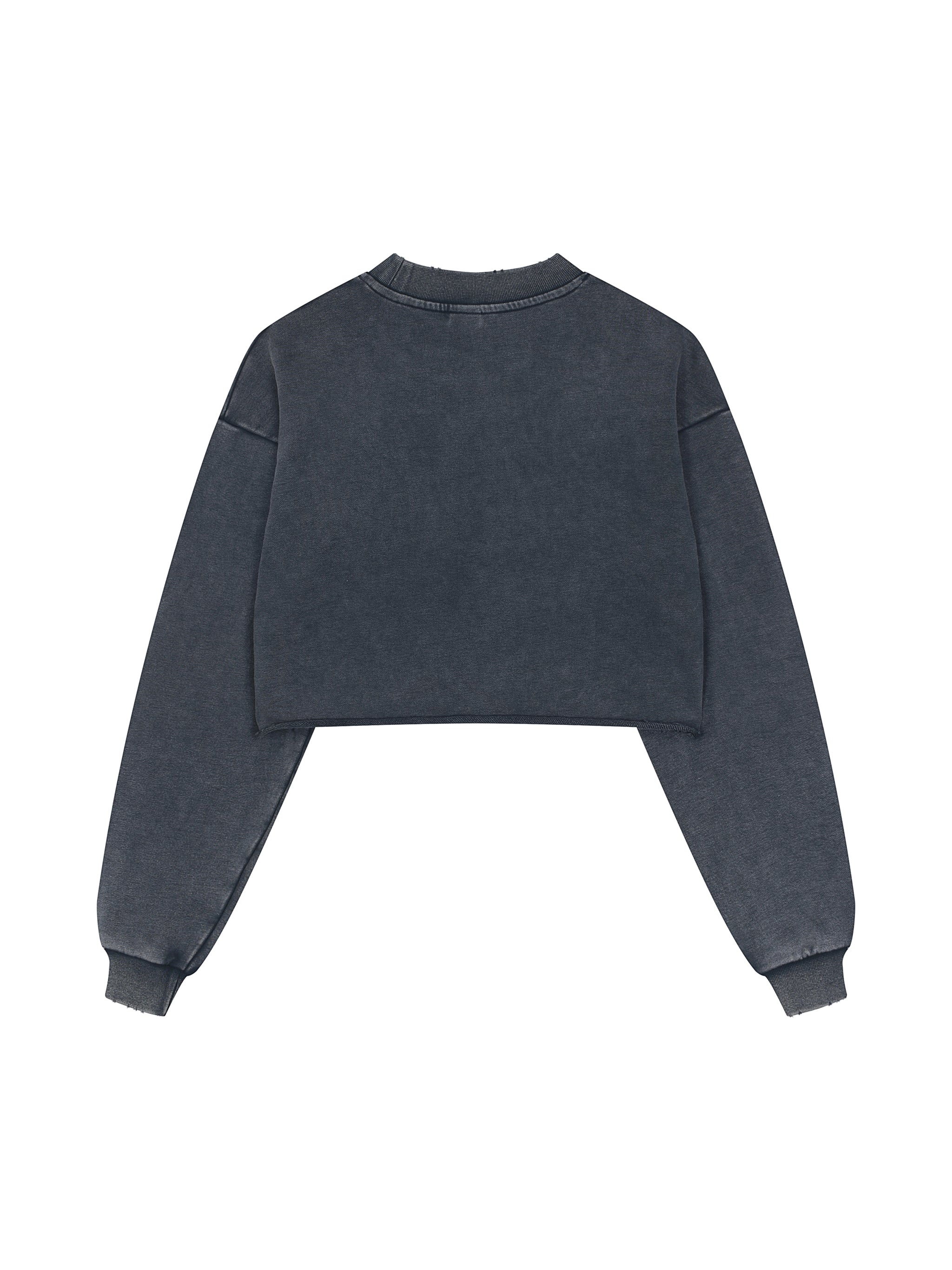 'BOOTS ON OUR NECK' LONG SLEEVE CROP TEE  (GRAY)