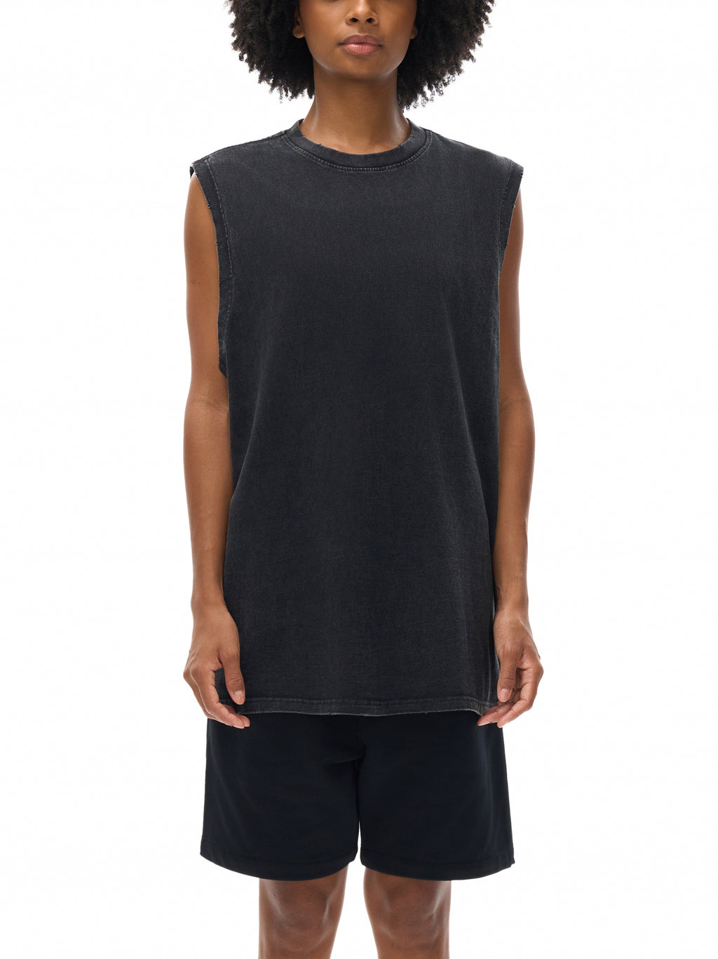 'FEMINISTS ARE HOT' FRAYED HEM TANK (masc sizing)