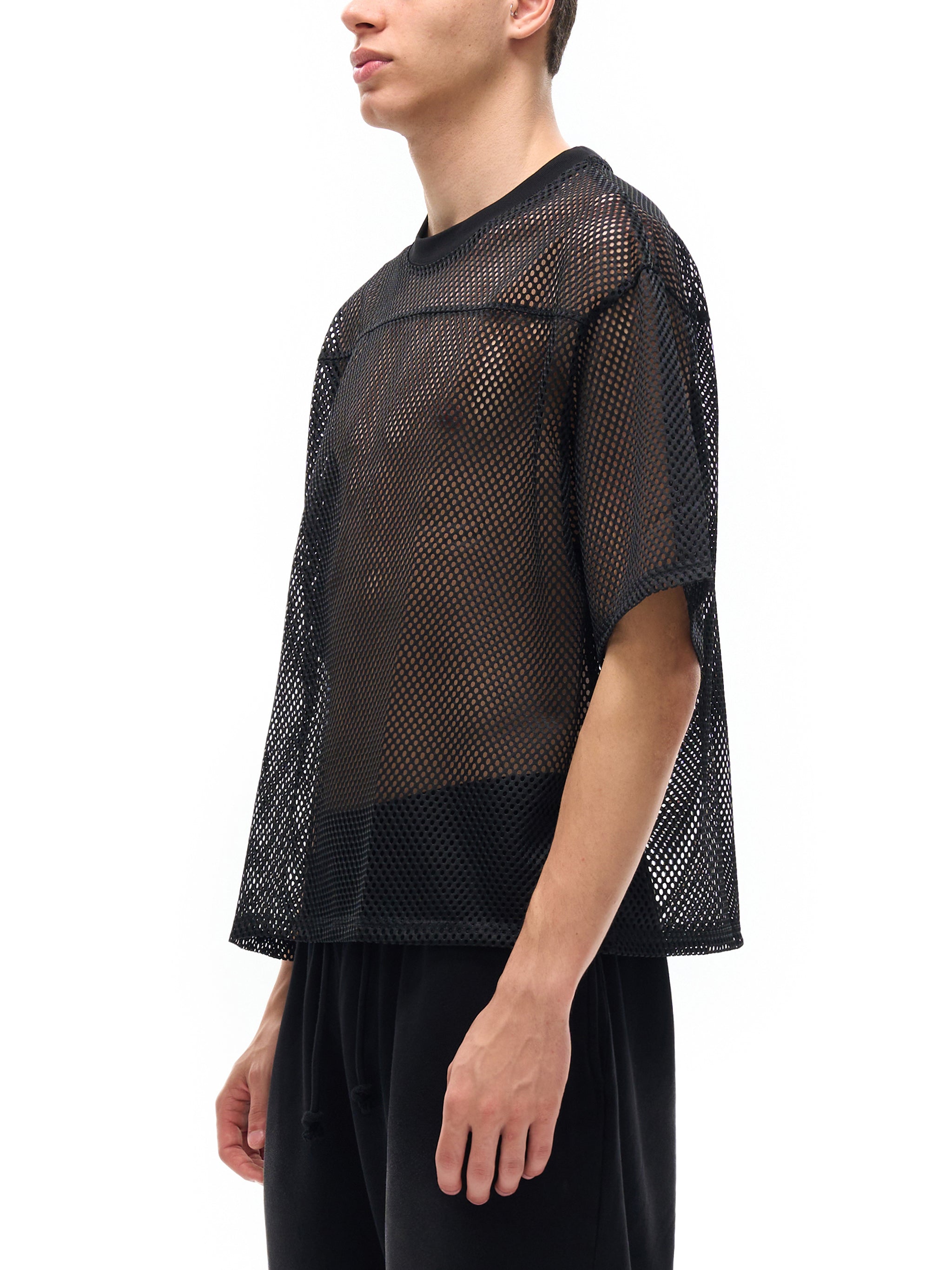 'GOD IS A WOMAN' SEE THRU BOXY NET TEE (masc sizing)