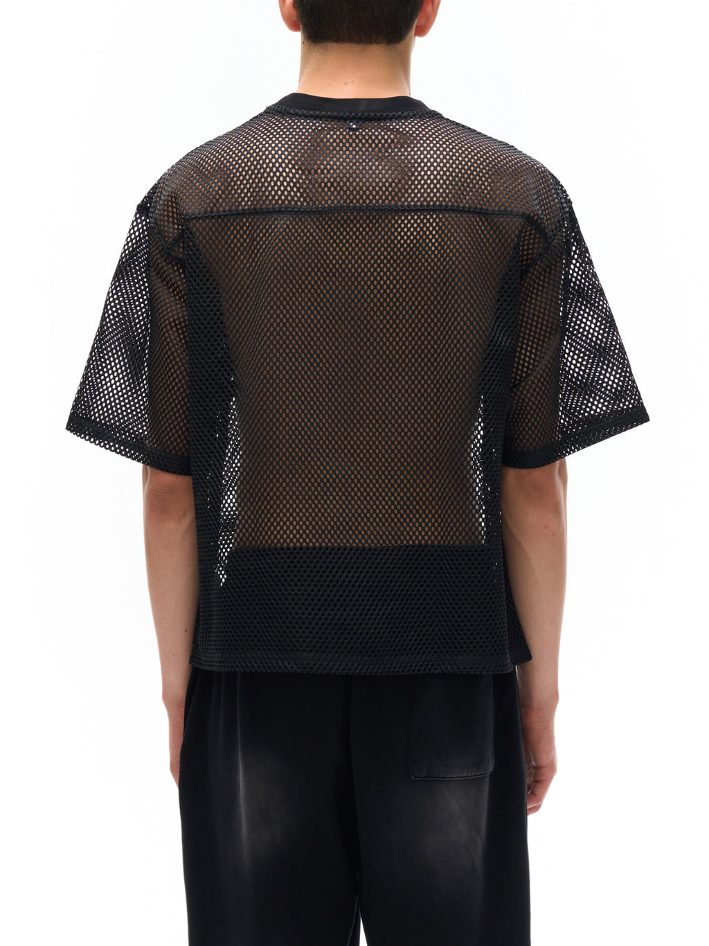 'GOD IS A WOMAN' SEE THRU BOXY NET TEE (masc sizing)