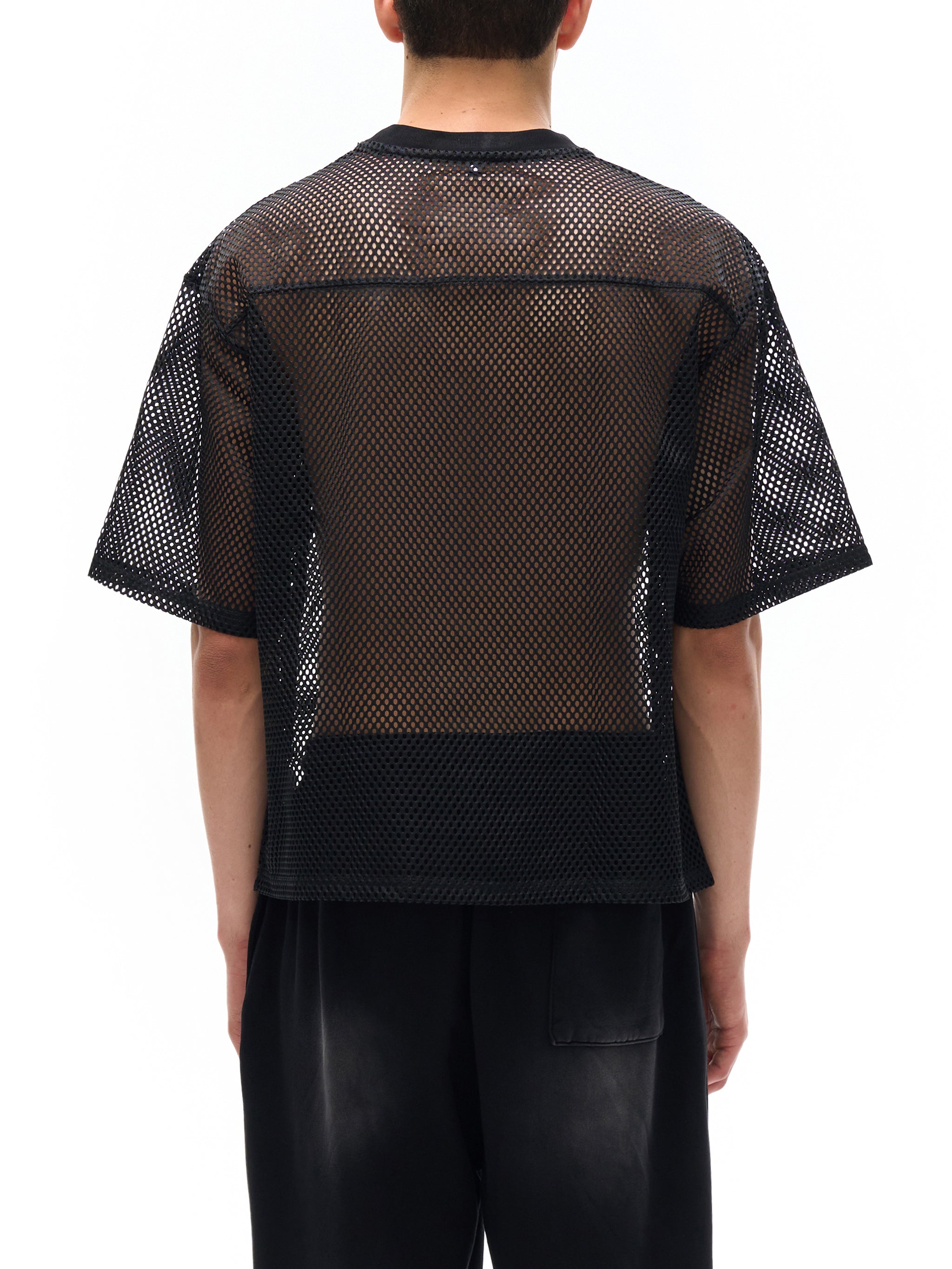 'GOD IS A WOMAN' SEE THRU BOXY NET TEE (masc sizing)